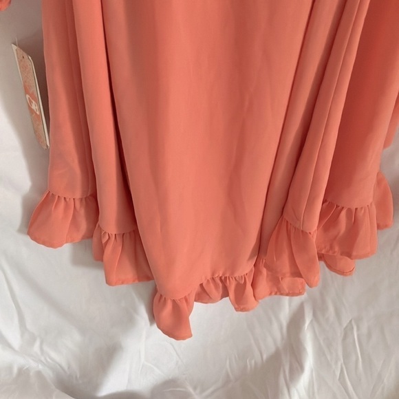 GB: Peach Ruffle Wrap Dress- Midi- High/low- XL - Picture 15 of 16